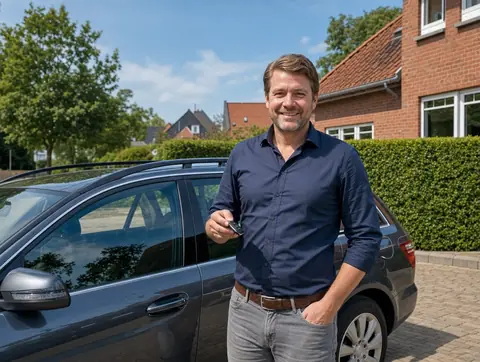 Verkäufer aus Gotha mit dem verkauften Fahrzeug